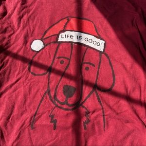 Life Is Good Santa Dog Long Sleeve Tee